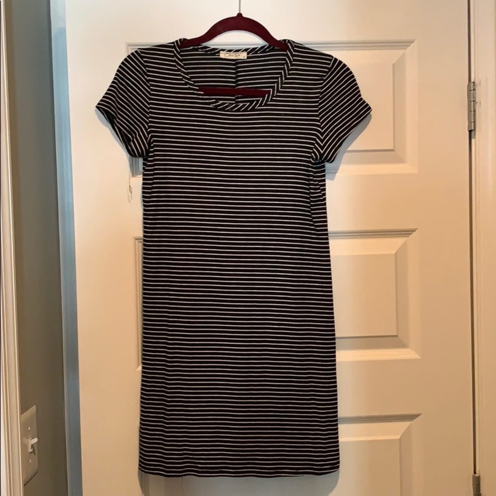 Black and white stripped short dress